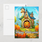 Spuk Festhaus | Frohe Halloween Postkarte (Vorne/Hinten)