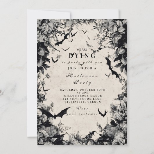 Spuk Fledermäuse Gothic Halloween Einladung (Vorderseite)