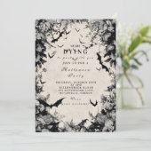 Spuk Fledermäuse Gothic Halloween Einladung (Stehend Vorderseite)