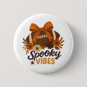 Spuk Football Herbst Floral Halloween Button