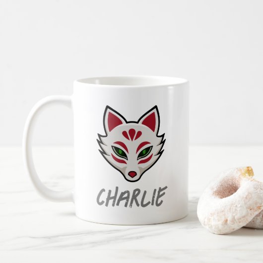 Spuk Fox Mask - Personalisiert Kaffeetasse (Mit Donut)