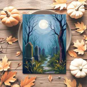 Spuk Friedhof Halloween Spooky Painting Feiertagspostkarte