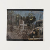 Spuk Friedhof im Grabstein Wandteppich (Vorderseite (Horizontal))