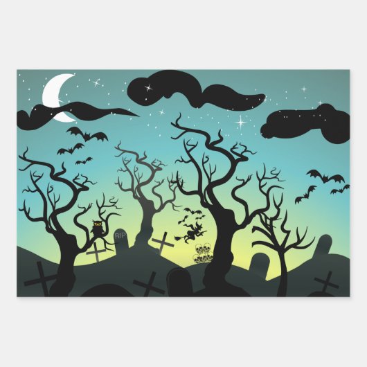 Spuk Friedhof mit den Grabsteinen Halloween Geschenkpapier Set (Vorderseite 2)