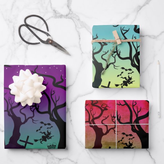 Spuk Friedhof mit den Grabsteinen Halloween Geschenkpapier Set (Vorderseite)