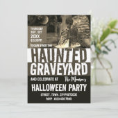 Spuk Friedhof Thema Escape Room Halloween Einladung (Stehend Vorderseite)