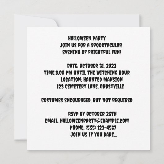 Spuk Friedhof: Twilight-Nekropole Einladung (Rückseite)