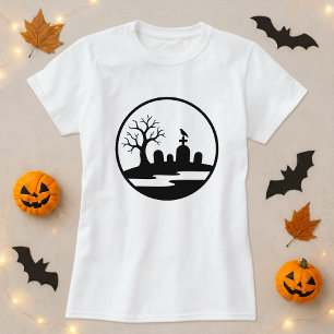 Spuk Friedhofshalle Silhouette Moderne T-Shirt