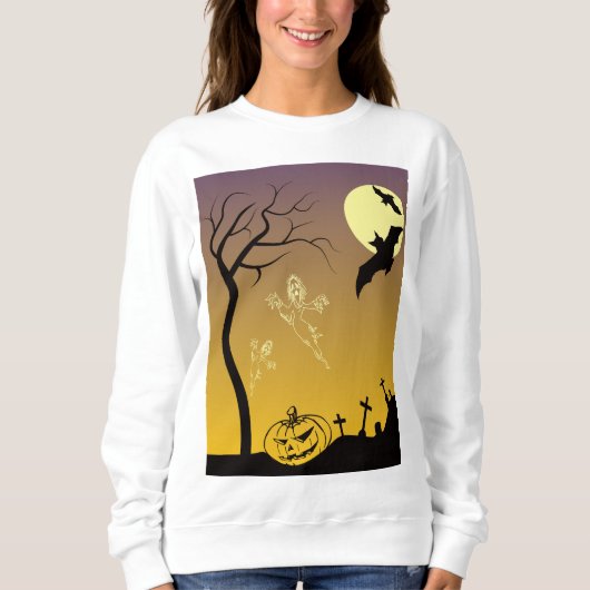 Spuk Friedhofsszene, Halloween Sweatshirt (Vorderseite)