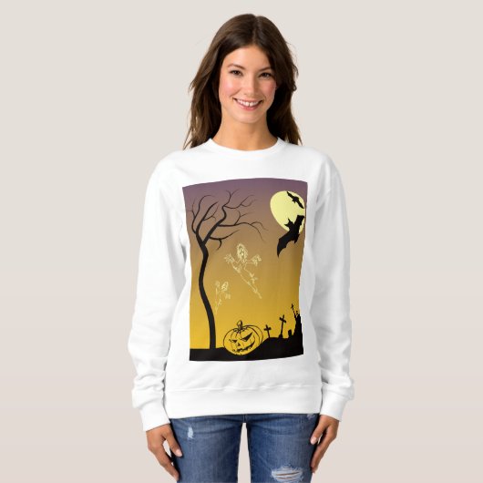 Spuk Friedhofsszene, Halloween Sweatshirt (Vorne ganz)