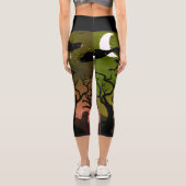 Spuk Friedhofszene Halloween Capri Leggings (Rückseite)