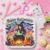 Spuk, fröhliches Halloween-Hexenpapierplatte Pappteller (Party)