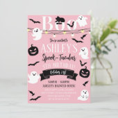 Spuk Geburtstag in Rosa Einladung (Stehend Vorderseite)