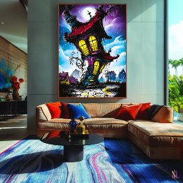 Spuk gedrehtes Haus - Gotische Fantasie Kunst Poster