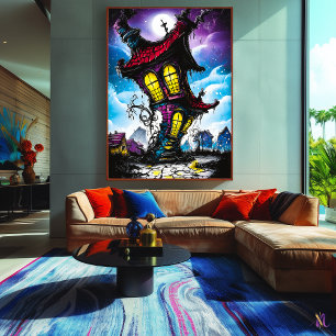 Spuk gedrehtes Haus - Gotische Fantasie Kunst Poster
