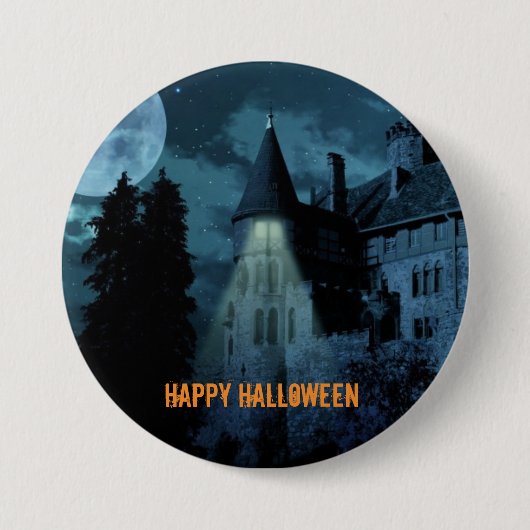 Spuk Goth Mansion Halloween Button (Vorderseite)