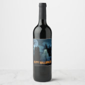 Spuk Goth Mansion Halloween Weinetikett (Vorderseite)