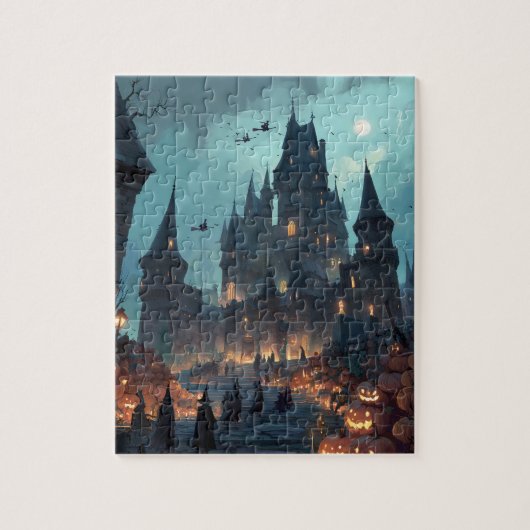 Spuk gotisches Schloss Halloween Puzzle - Hexen (Vertikal)