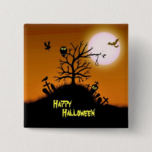 Spuk Grave Yard Halloween Dekorativ Button (Vorderseite)