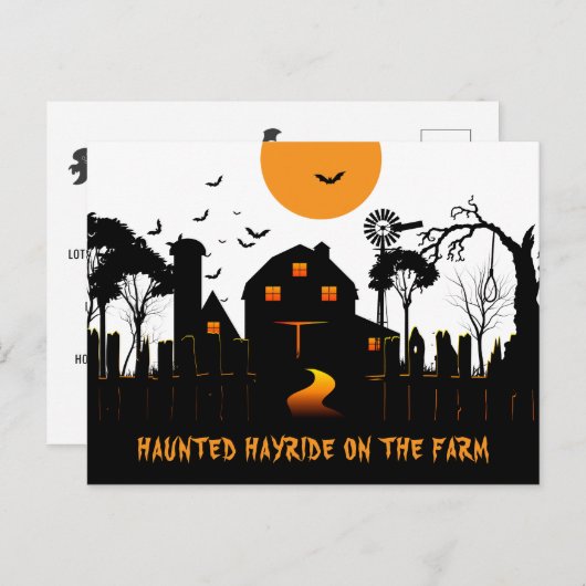 Spuk Halloween auf dem Bauernhof Postkarte (Vorne/Hinten)