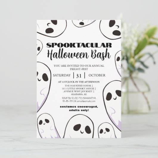 Spuk Halloween-Bash-Party von Boo Einladung (Stehend Vorderseite)