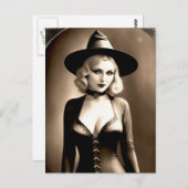 Spuk Halloween-Blonde-Hexenkarte Postkarte (Vorne/Hinten)