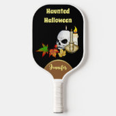 Spuk Halloween Candle Spooky Skull Maple-Blätter Pickleball Schläger (Vorderseite)
