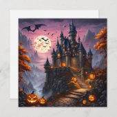 Spuk Halloween Castel und Pumpkins Feiertagskarte (Vorne/Hinten)