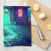 Spuk Halloween-Ghost-House-Design Geschirrtuch (Viertel Falte)