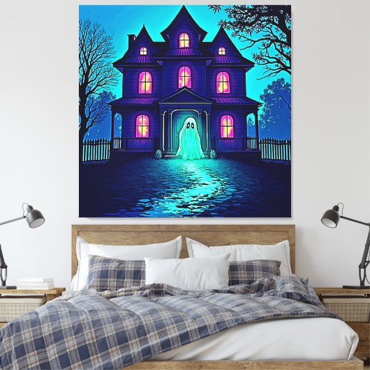 Spuk Halloween-Ghost-House-Design Leinwanddruck (Insitu (Schlafzimmer))