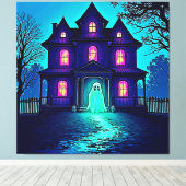 Spuk Halloween-Ghost-House-Design Leinwanddruck (Insitu (Holzboden))