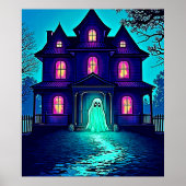 Spuk Halloween-Ghost-House-Design Poster (Vorne)