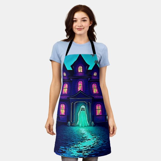 Spuk Halloween-Ghost-House-Design Schürze (Getragen)