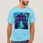 Spuk Halloween-Ghost-House-Design T-Shirt (Vorderseite)