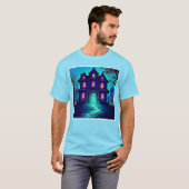 Spuk Halloween-Ghost-House-Design T-Shirt (Vorne ganz)