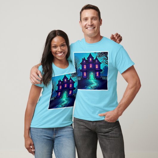 Spuk Halloween-Ghost-House-Design T-Shirt (Unisex)