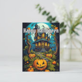 Spuk Halloween-Haus nach Dunkelheit Postkarte (Stehend Vorderseite)