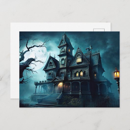 Spuk Halloween-Haus nach Mitternacht Postkarte (Vorne/Hinten)