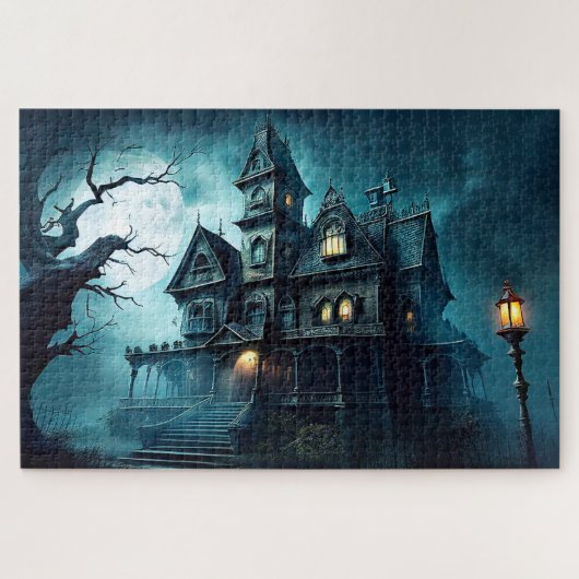 Spuk Halloween-Haus nach Mitternacht Puzzle (Horizontal)