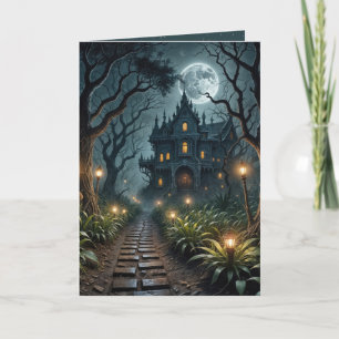 Spuk Halloween-Herrenhaus im Mondschein Karte