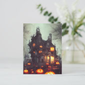 Spuk Halloween House AI Kunstpostkarte Postkarte (Stehend Vorderseite)