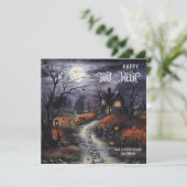 Spuk Halloween-House Feiertagskarte (Stehend Vorderseite)