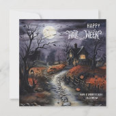 Spuk Halloween-House Feiertagskarte (Vorderseite)