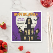 Spuk Halloween-House-Fleying Bats Lila Serviette (Beispiel)