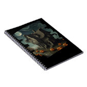 Spuk Halloween House mit Pumpkins und Vollmond Notizblock (Rechte Seite)