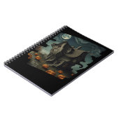 Spuk Halloween House mit Pumpkins und Vollmond Notizblock (Linke Seite)