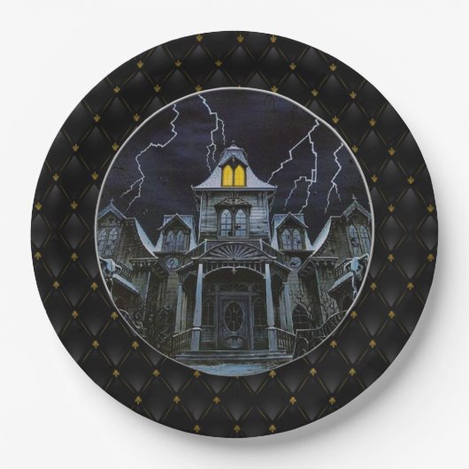Spuk Halloween-House Pappteller (Vorderseite)