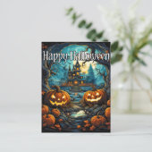 Spuk Halloween House Postkarte (Stehend Vorderseite)