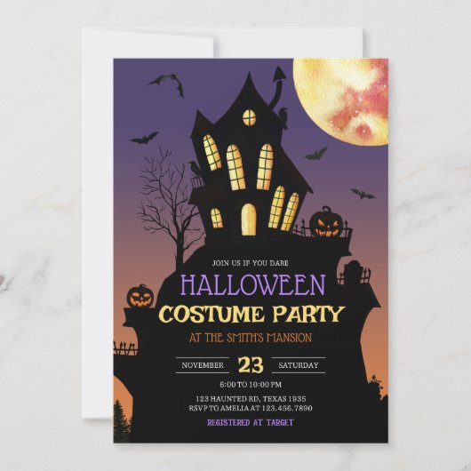 Spuk Halloween-KostümParty Einladung (Vorderseite)