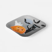 Spuk Halloween-Nacht - Pumpkins-Geist & Fledermäus Pappteller (Gewinkelt)